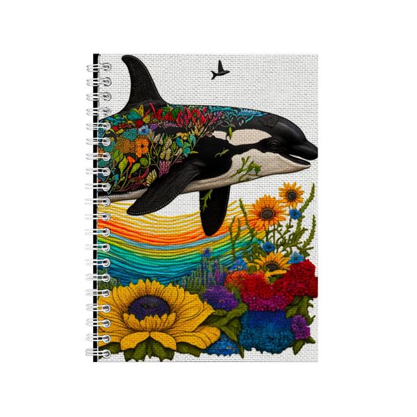 Embroidered KILLER WHALE Notebook Animal Gift Idea A4 Notepad Pad 101