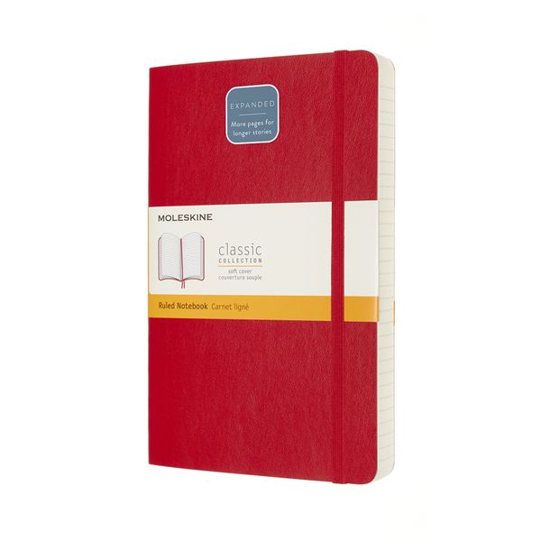 Moleskine Expanded Soft Scarlet Red Large Ruled Notebook