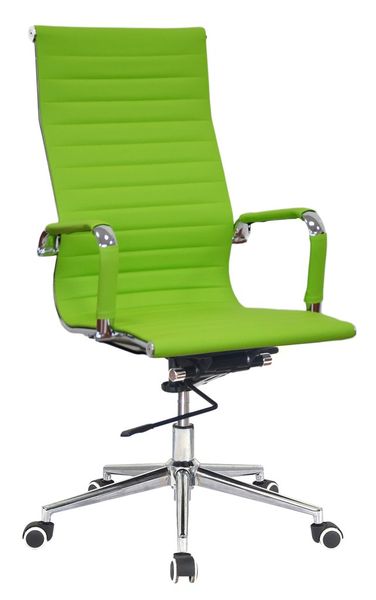Ribbed PU Leather High Back Office Chair-Green