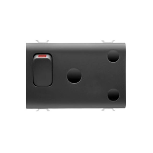 Gewiss - Switched Socket Outlet 2P+E 16A 3-Gang Black