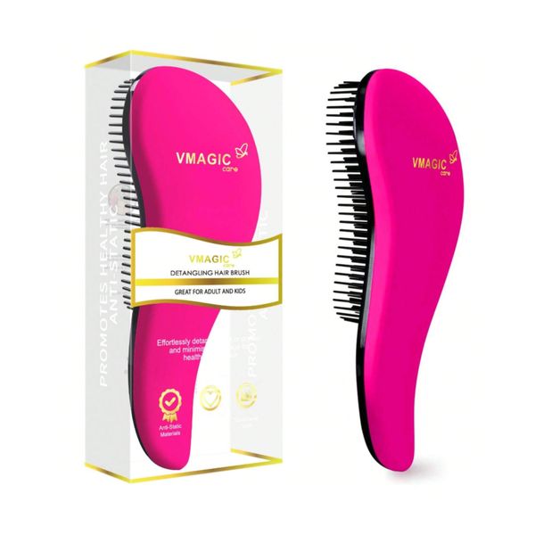 Premium VMagic S-Shaped Detangling Hairbrush - 3-Tiered Bristles