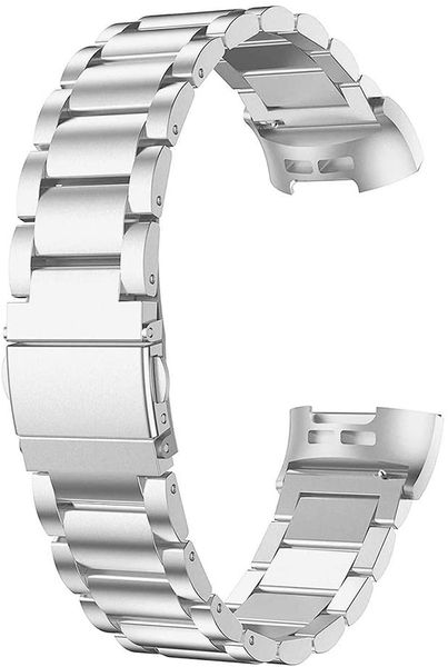 Stainless Steel Compatible with Fitbit Charge 3/4 - Silver