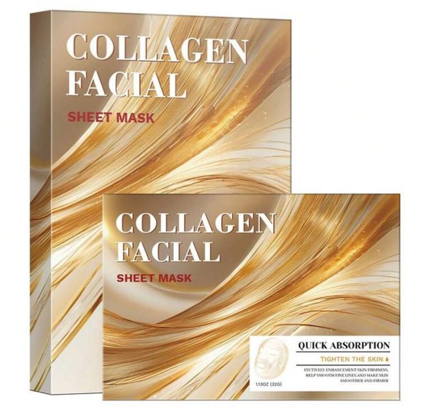 Collagen Facial Sheet Mask - Deep Hydration &amp; Skin Firming - 4 Pack
