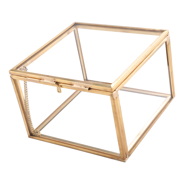 Square Opening Glass Geometry Garden Jewelry Boxs