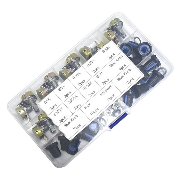 Tool 18Pcs Rotary Linear Taper Potentiometer Resistor Set