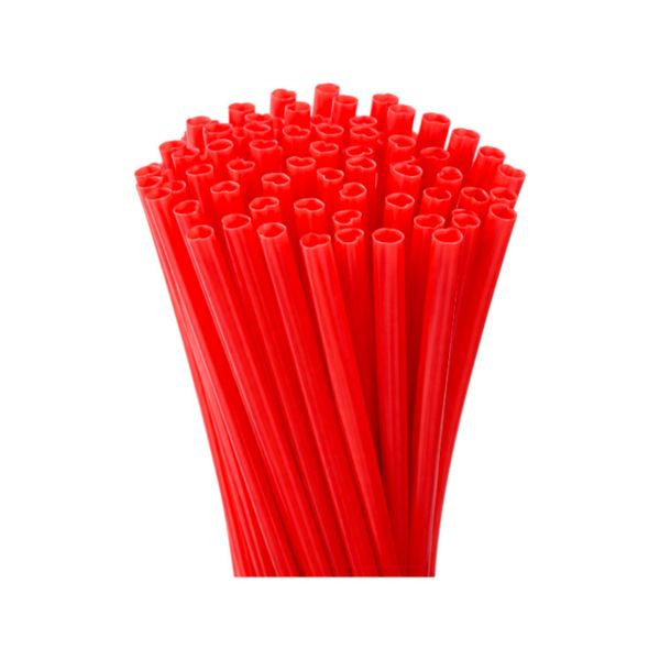 10-Piece Reusable Heart-Shaped Straws - Plastic Party &amp; Valentine Straws