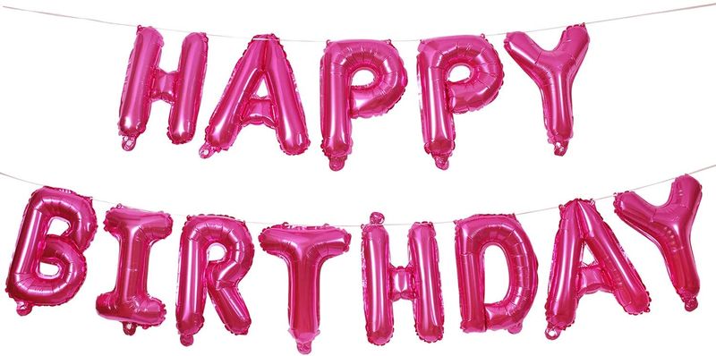 Happy Birthday Balloon - Metallic Pink