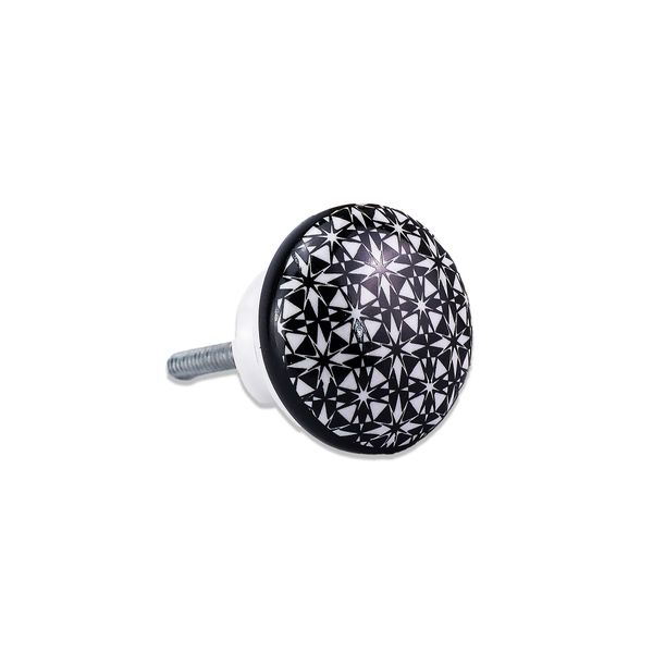 Round Knob - Geometric - Black &amp; White - Home Decor