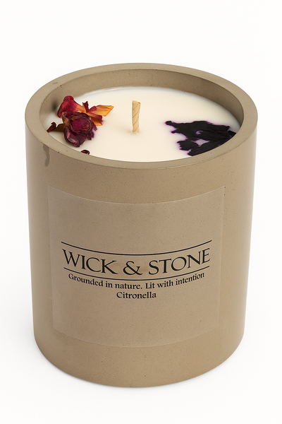 Wick &amp; Stone, Handcrafted Soy Wax Candle with Essential Oils - 250g - Citronella