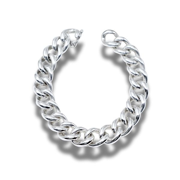 Morrisons Eternity Curb-Link 925 Sterling Silver Statment Bracelet