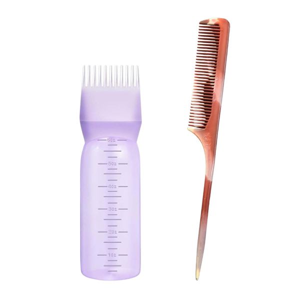 Purple Root Comb Applicator Bottle and Rat Tail Comb