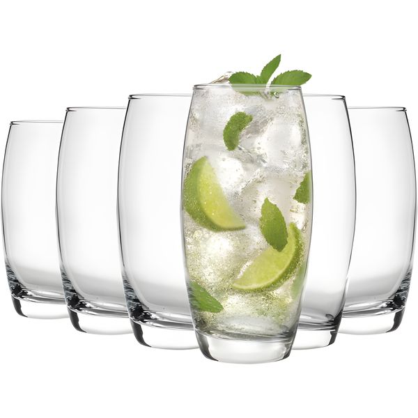 6Pcs Highball Glasses 300ml Crystal Glass Tumbler Clear Beverage Glass Set