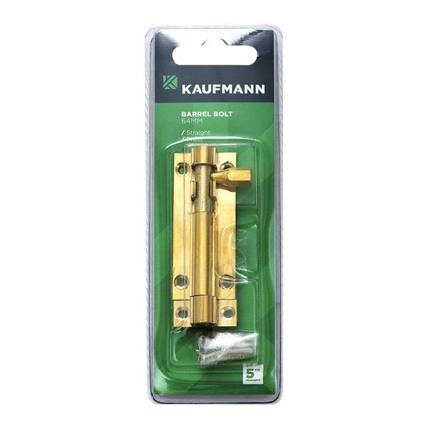 Kaufmann Barrel Bolt 64mm Solid Brass Straight