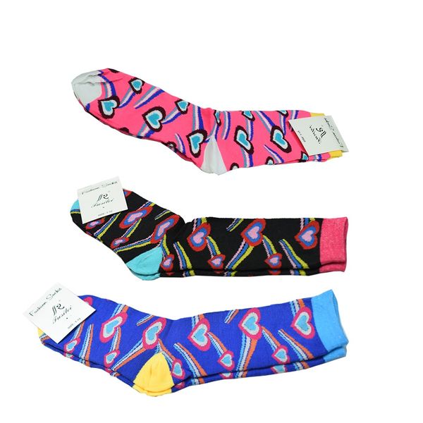 Colorful Hearts Design Comfortable Socks-3 Pairs