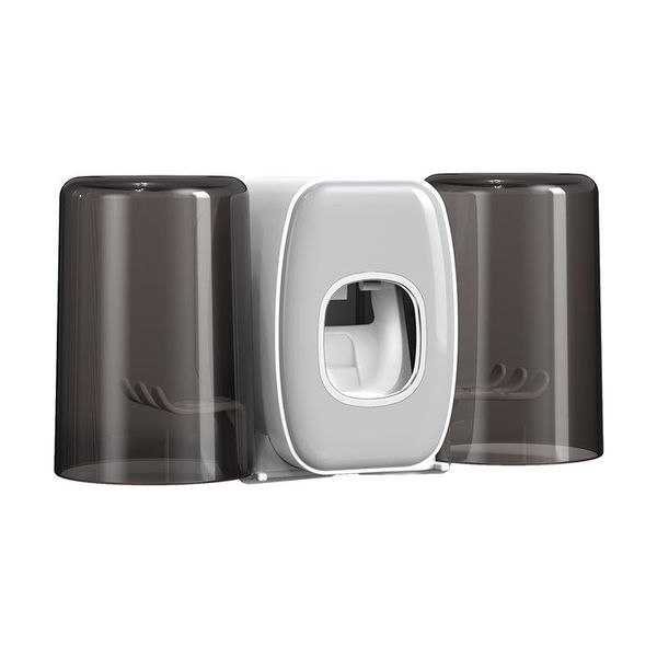 Wall Mount Toothpaste Holder Squeezer Dispenser with Toothbrush Holder