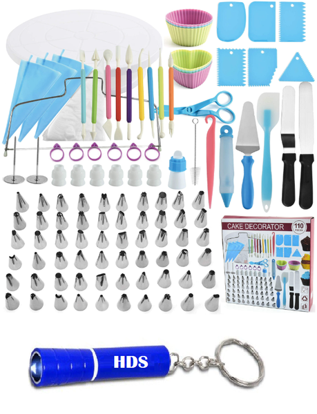 Cake Decoration Baking Tool Set with Cake Turntable - 110 Piece and HDS Torch