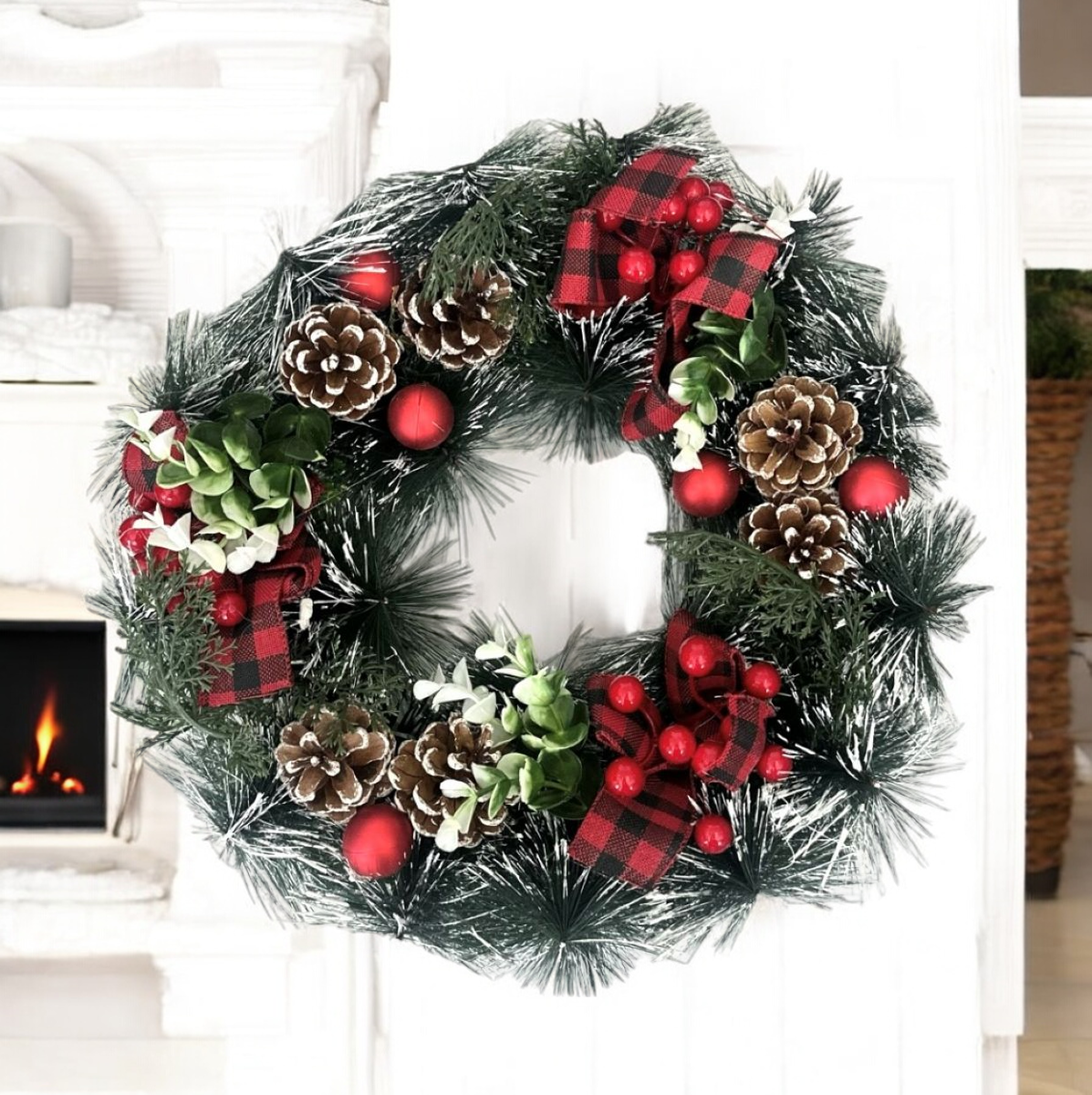 Christmas Wreath with Berries for Front Door - 40cm | Shop Today