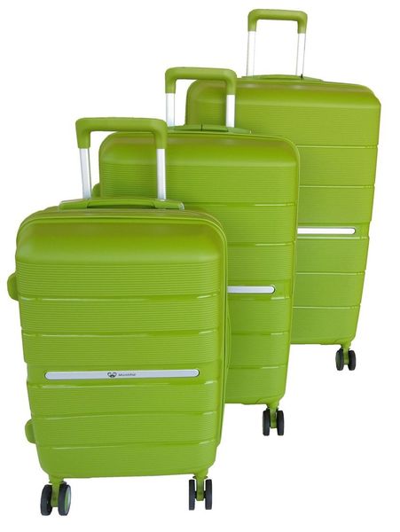 Unbreakable Durable 3-Piece PP Luggage Set - Lime Green, Spinner Wheels