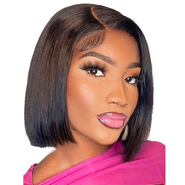Human Hair Wig- Straight Bob 13x4 Lace Frontal Brazilian Hair-8 inch