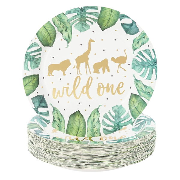 Safari Animal Wild One Paper Plates - 48 piece