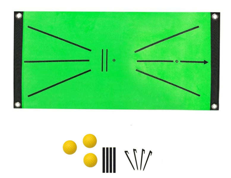 Golf Training Mat with 3 Balls, Stake Anchors &amp; Tape