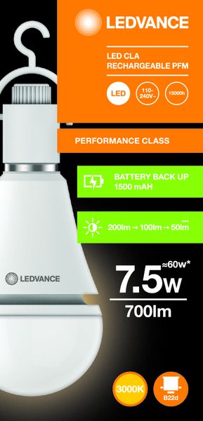 Ledvance - LED Rechargeble 7.5W/830 B22d (Pack of 10)