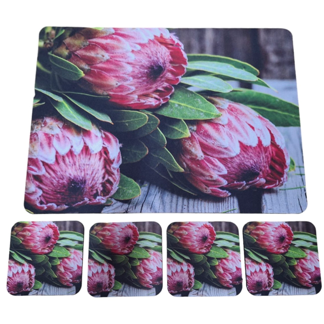 Bar Mat & Coasters - Pink Proteas of Wood | Shop Today. Get it Tomorrow ...