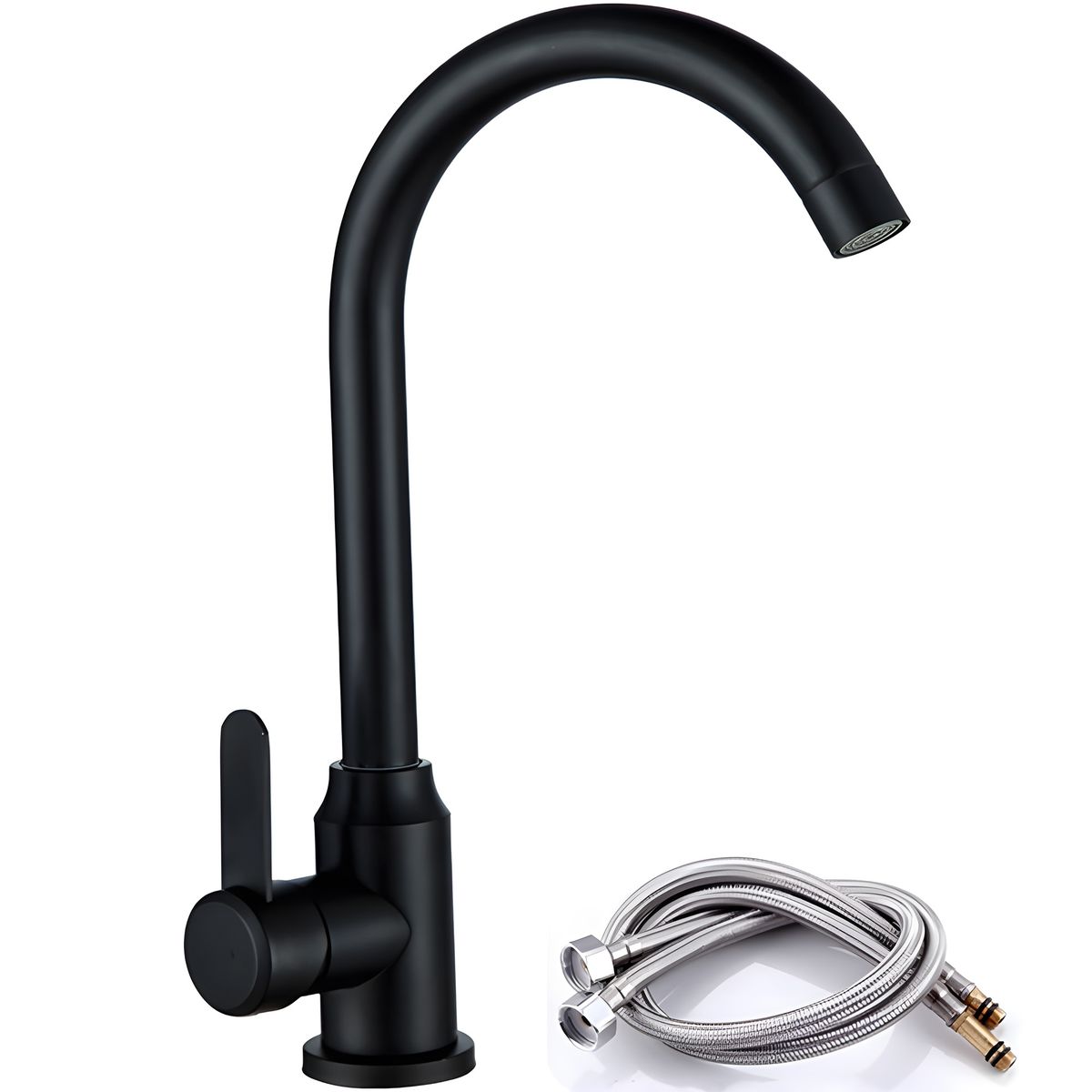 Kitchen Tap Sink Mixer Tap Rotatable Faucet Gooseneck Faucet with 60cm Hose