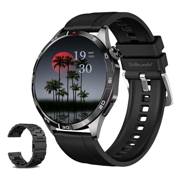 Men's Upgrade Smartwatch Android &amp; iOS Compatible 1.43" Black Dual-Strap