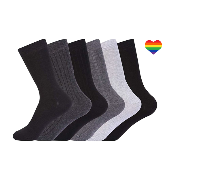 Men's Sweat Absorbing Breathable Socks With a Rainbow Heart Sticker - 12 Pack