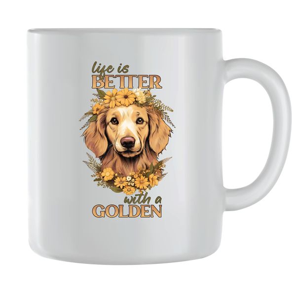 Better with GR Coffee Mugs for Men Women Golden Retriever Graphic Cups 109