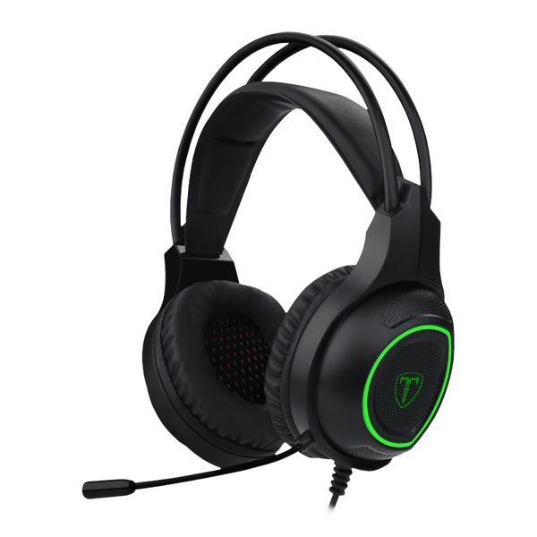 T-Dagger Atlas Green Lighting|210Cm Cable|3.5Mm (Mic And Headset) + Usb (Power Only) |Omni-Directional Gooseneck Mic|40Mm Bass Driver|Stereo Gaming