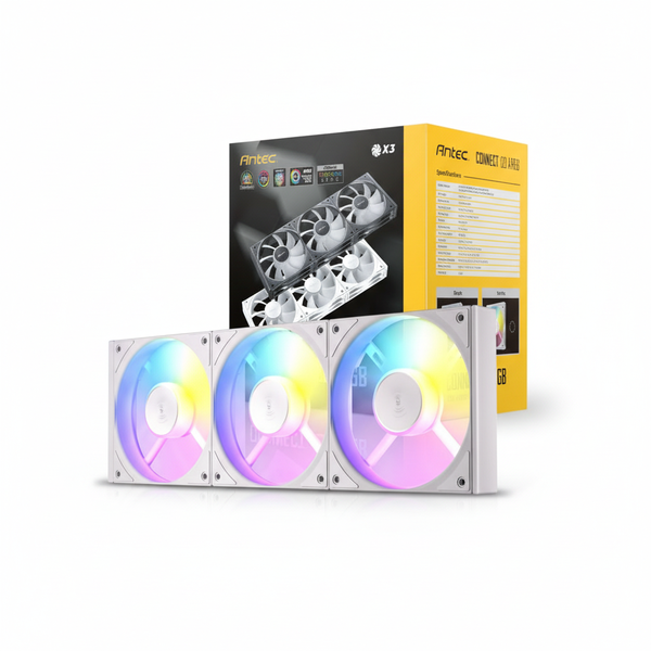 Antec 120mm ARGB Case Fan 3 Piece Set - White, PWM Control