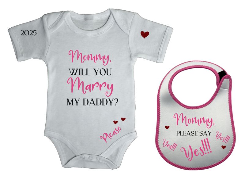 Proposal - Mommy Will You Marry My Daddy, Girl Baby Grow &amp; Bib Combo