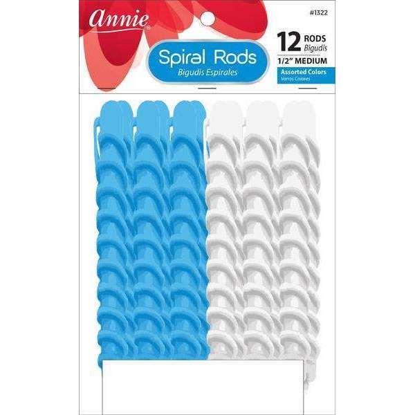 Annie Spiral Rods Size Medium White and Blue - 12 Pieces