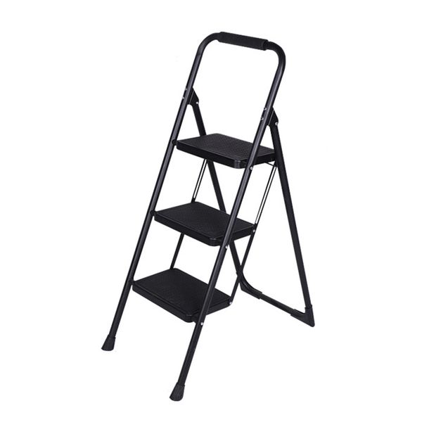 3-Step Folding Ladder Foldable Heavy Duty Metal with Wide Anti-Slip Pedal
