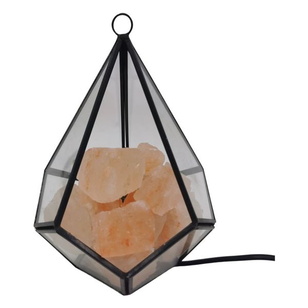 Himalayan Natural Crystal Salt Lamp With Hanging Lanterns Holder