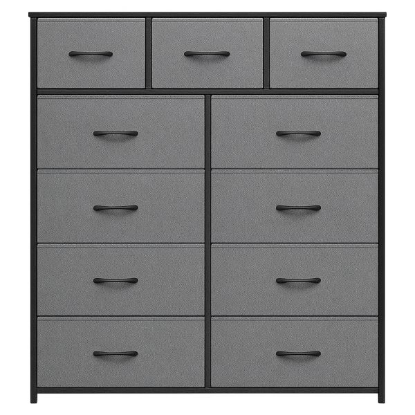 11-Tier Fabric Storage Cabinet - Dark Grey, Heavy-Duty &amp; Durable