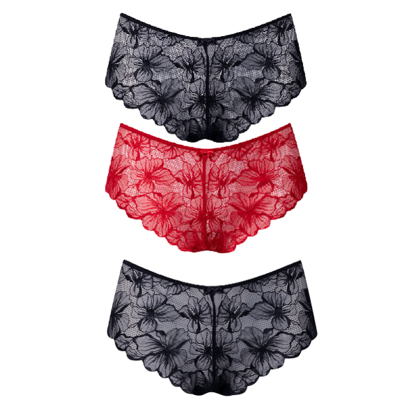 Kitro 3 Pack Lace Boylegs Red And Black