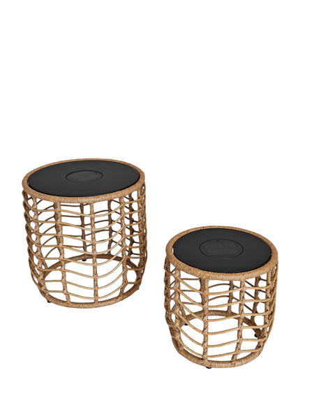 George &amp; Mason Wicker Side Table with Solar Lights - 2 Piece