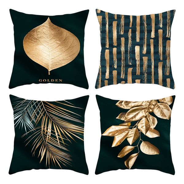 4Pcs Gold Geometric Pillow Case 45X45Cm For Chair Sofa Decorative