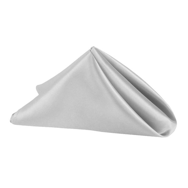 Set of 10 Silver Satin Napkins - 50cm