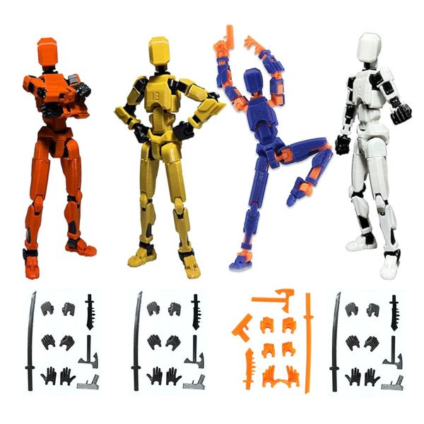 4 Pieces Dummy 13 Multijointed 3D Printable Action Figure Titan Robot T13 Toy