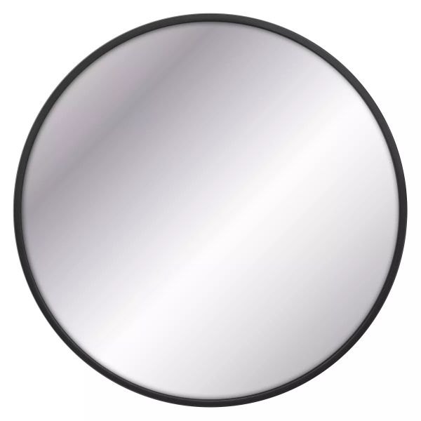 Large Round Black-Framed Wall Mirror - 80cm