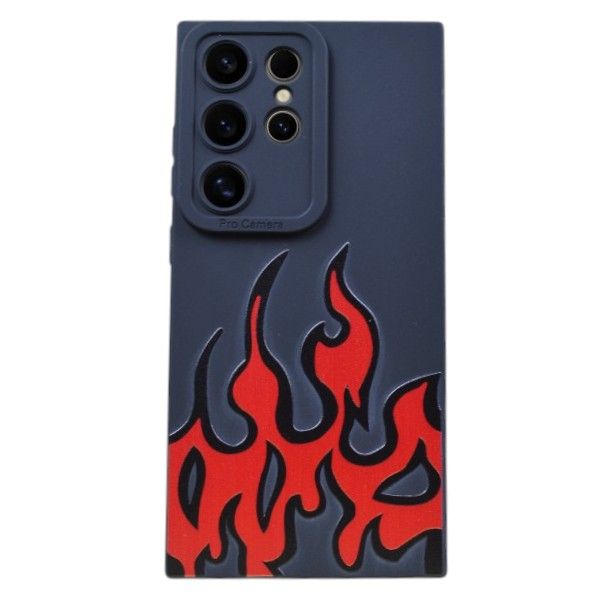 Bold Flame Design Phone Case Compatible With Samsung Galaxy S24 - Black