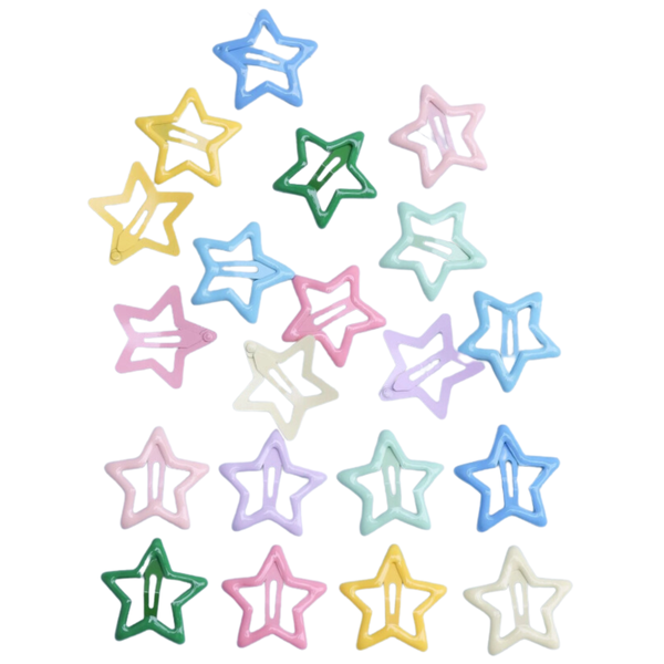Girls Star Snap Clips - 20 Pieces
