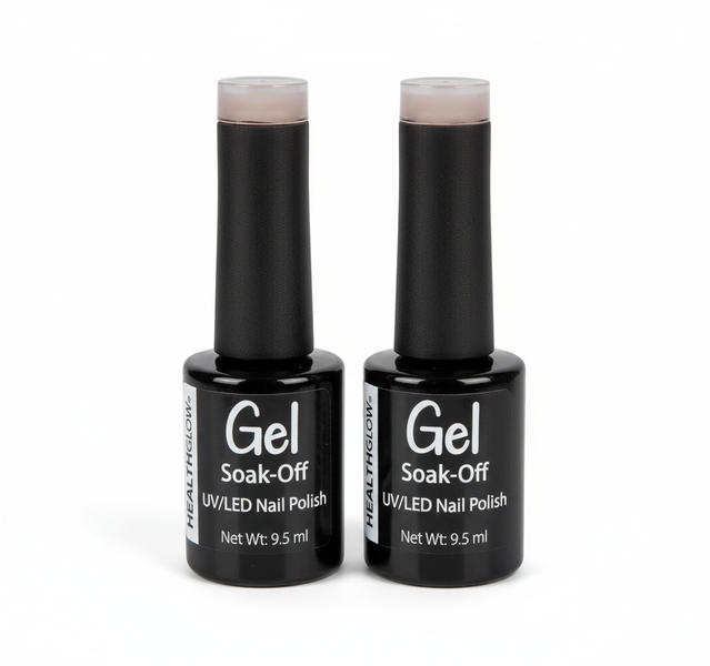 Healthglow Gel Nail Polish Latte 9.5ml - Long-Lasting Glossy - 2 Pack
