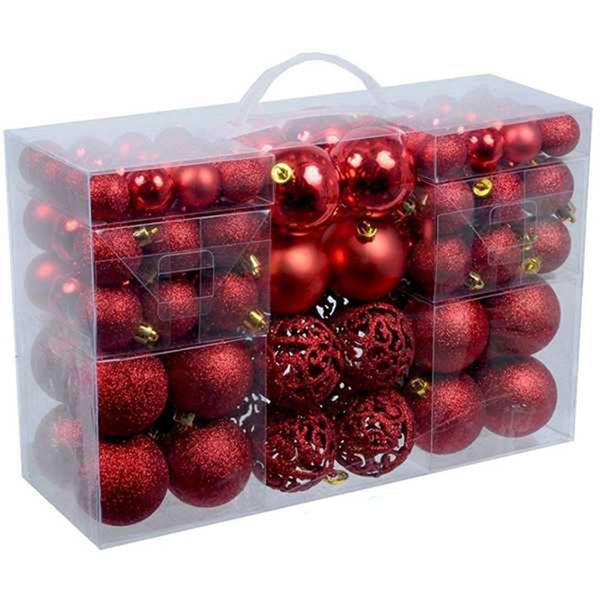 100Pcs Christmas Ball Box Set Holiday Christmas Tree Decor Red
