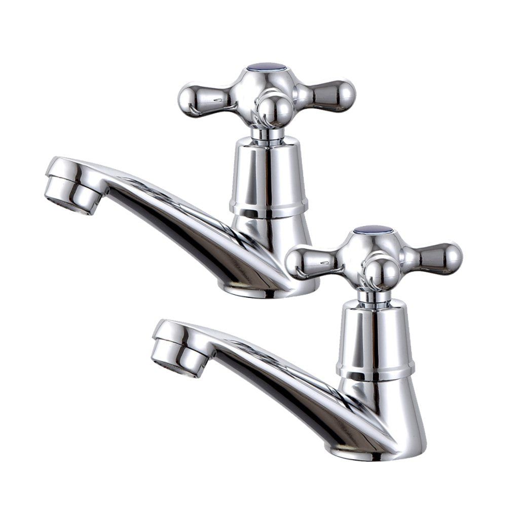 2 Pieces Zinc Alloy Wash Basin Bathroom Tap with ABS Filter - Silver