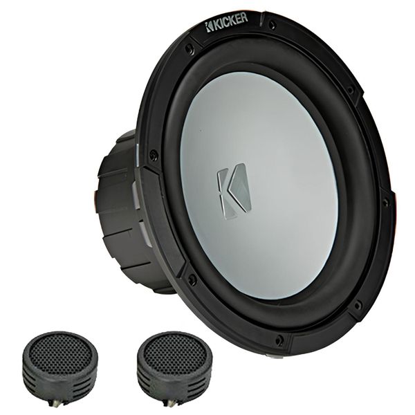Kicker 45KMF102 KM-Series 10" Free Air 350w Marine Subwoofer &amp; Evo Tweeters
